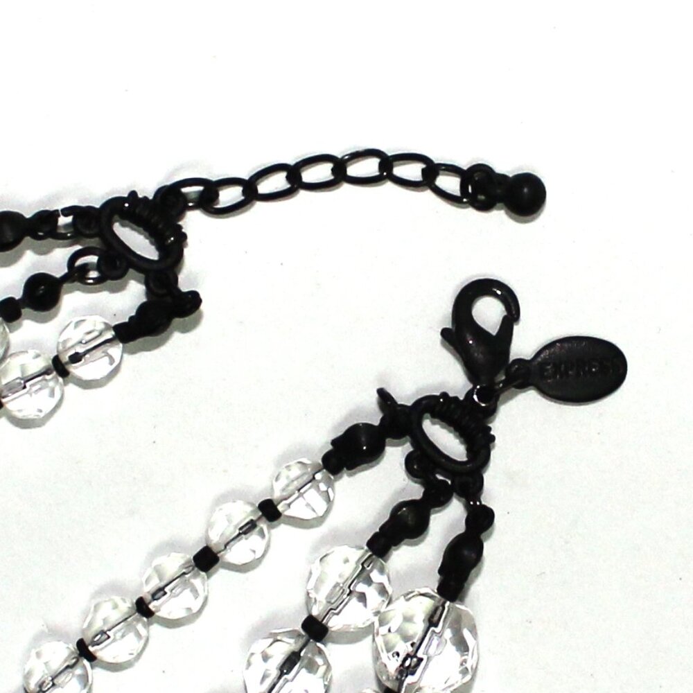 Older Express 3 Strand or Multi Layer Clear Facet Bead Lobster Clasp Necklace - Picture 8 of 9